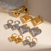 Wholesale Stainless Steel Geometric Peach Heart Pendant Earrings For Women Electroplated Jewelry