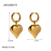 Wholesale Stainless Steel Geometric Peach Heart Pendant Earrings For Women Electroplated Jewelry
