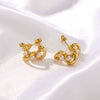 Wholesale Stainless Steel Geometric Pearl C Shaped Hollow Shiny Earrings For Ladies With 18K Vacuum Plating In Furnace