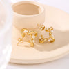 Wholesale Stainless Steel Geometric Pearl C Shaped Hollow Shiny Earrings For Ladies With 18K Vacuum Plating In Furnace