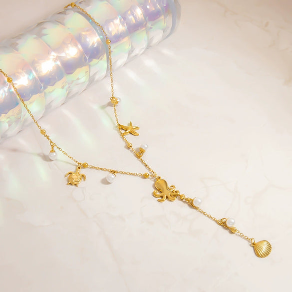 Wholesale Stainless Steel Geometric Pearl Clavicle Necklace For Women With Electroplating And Light Luxury Style