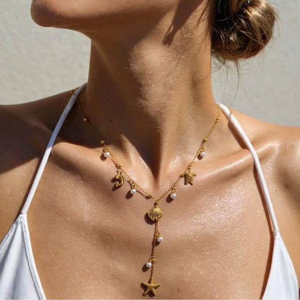 Wholesale Stainless Steel Geometric Pearl Clavicle Necklace For Women With Electroplating And Light Luxury Style