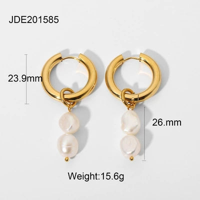 Wholesale Stainless Steel Geometric Pearl Earrings For Women With Electroplating Light Luxury High End Jewelry Popular In Summer