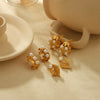 Wholesale Stainless Steel Geometric Pearl Earrings French Retro Style Electroplated For Women