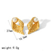 Wholesale Stainless Steel Geometric Pearl Earrings French Retro Style Electroplated For Women