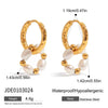 Wholesale Stainless Steel Geometric Pearl Earrings With Hammer Pattern Electroplated Jewelry For Women