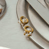 Wholesale Stainless Steel Geometric Pearl Earrings With Hammer Pattern Electroplated Jewelry For Women
