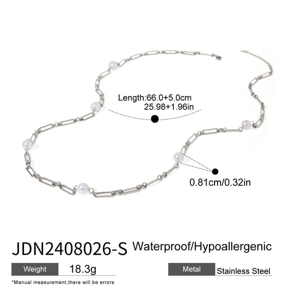 Wholesale Stainless Steel Geometric Pearl Necklace With Electroplating For Women