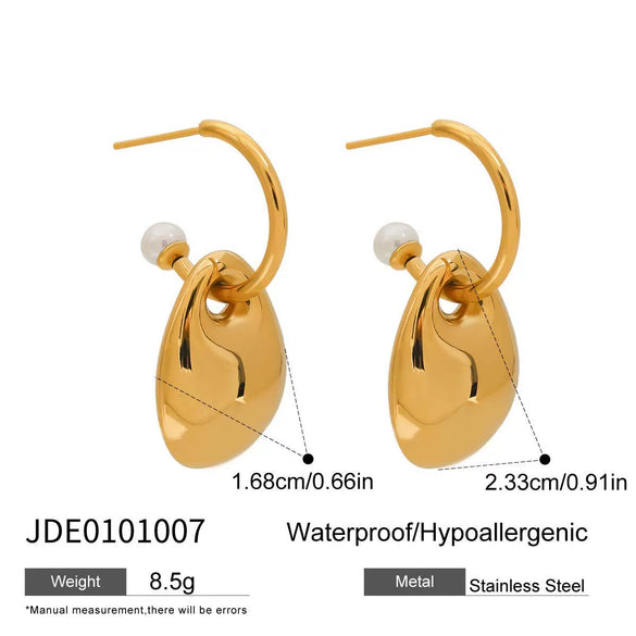 Wholesale Stainless Steel Geometric Pearl Shaped Electroplated Women's Earrings