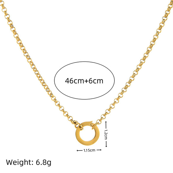 Wholesale Stainless Steel Geometric Pendant Necklace With Adjustable Chain Furnace Vacuum Electroplated 18K Gold Color Retention Unisex