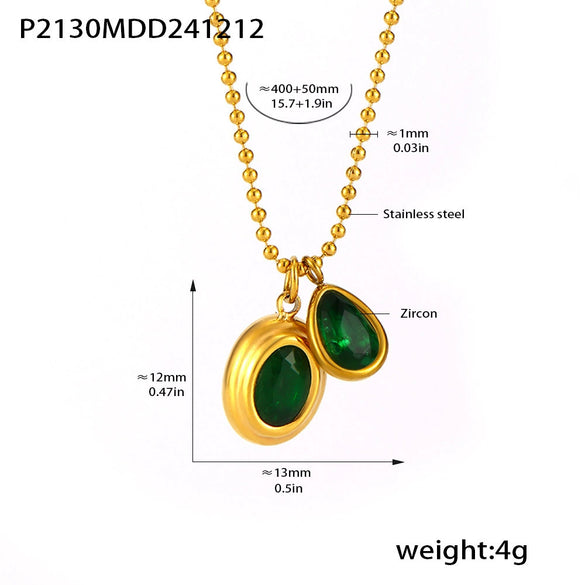 Wholesale 316L Stainless Steel Geometric Pendant Necklace With Zircon Pvd Plated 18K True Gold For Women