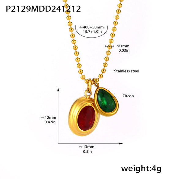 Wholesale 316L Stainless Steel Geometric Pendant Necklace With Zircon Pvd Plated 18K True Gold For Women