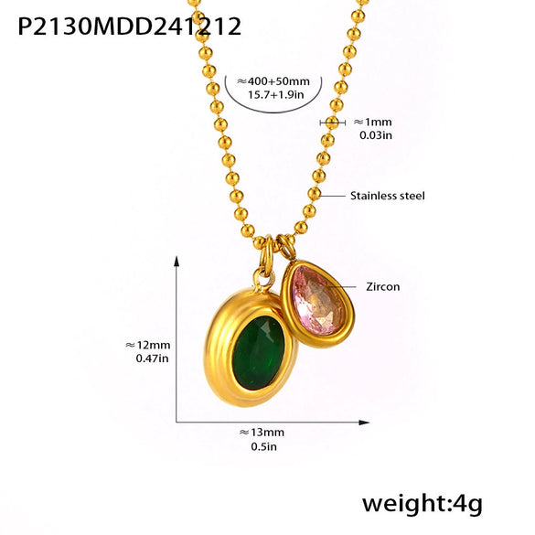 Wholesale 316L Stainless Steel Geometric Pendant Necklace With Zircon Pvd Plated 18K True Gold For Women