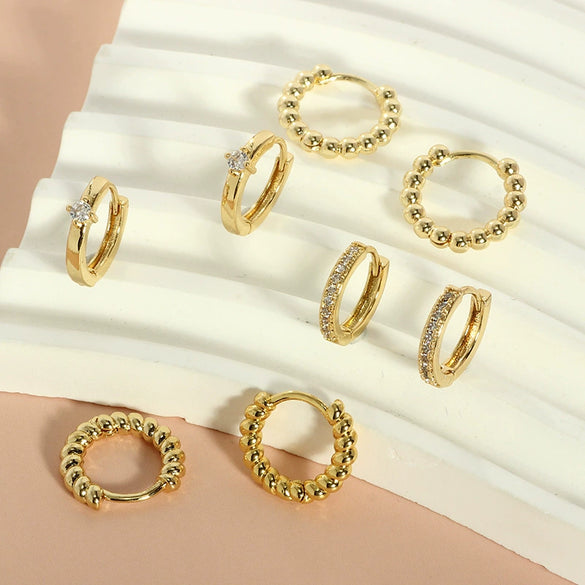 Wholesale Stainless Steel Geometric Personality Small Circle Earrings 18K Gold Electroplated
