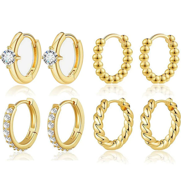 Wholesale Stainless Steel Geometric Personality Small Circle Earrings 18K Gold Electroplated