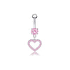 Wholesale Stainless Steel Geometric Pink Butterfly Pendant Umbilical Ring Piercing Jewelry Electroplated