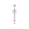 Wholesale Stainless Steel Geometric Pink Butterfly Pendant Umbilical Ring Piercing Jewelry Electroplated