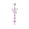 Wholesale Stainless Steel Geometric Pink Butterfly Pendant Umbilical Ring Piercing Jewelry Electroplated