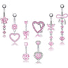 Wholesale Stainless Steel Geometric Pink Butterfly Pendant Umbilical Ring Piercing Jewelry Electroplated