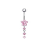 Wholesale Stainless Steel Geometric Pink Butterfly Pendant Umbilical Ring Piercing Jewelry Electroplated