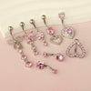 Wholesale Stainless Steel Geometric Pink Butterfly Pendant Umbilical Ring Piercing Jewelry Electroplated