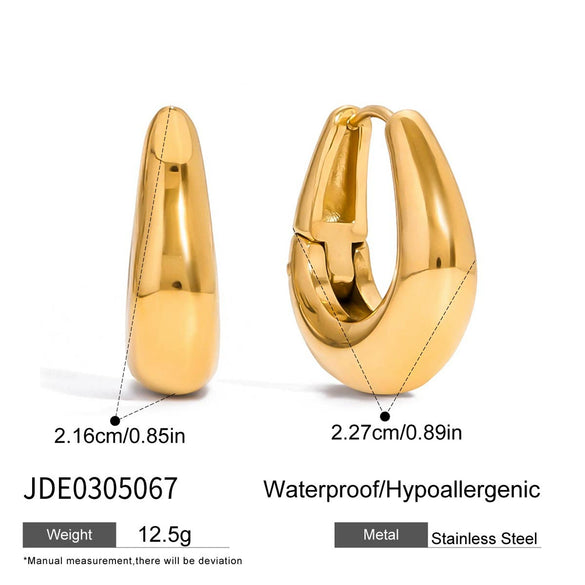Wholesale Stainless Steel Geometric Plain Hoop Earrings With Electroplating Light Luxury Niche Design