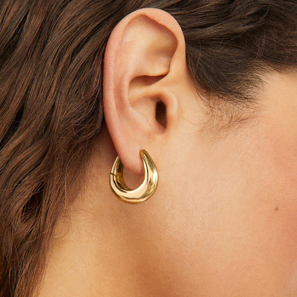 Wholesale Stainless Steel Geometric Plain Hoop Earrings With Electroplating Light Luxury Niche Design