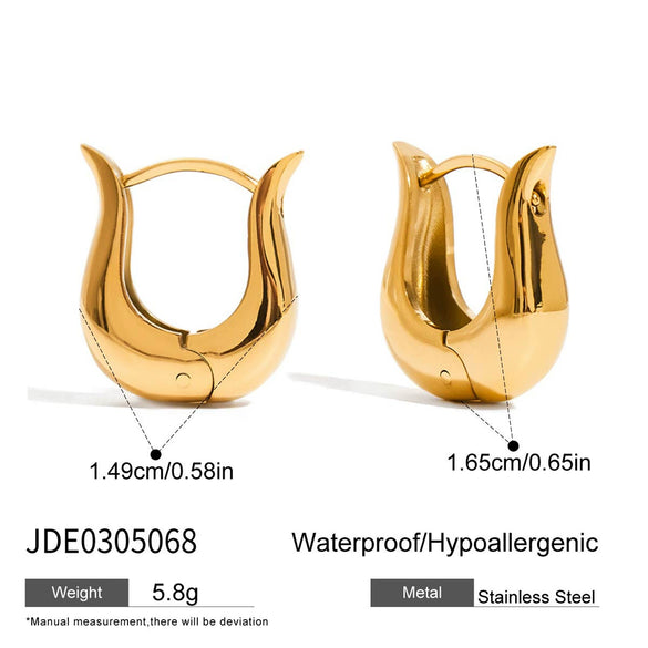 Wholesale Stainless Steel Geometric Plain Hoop Earrings With Electroplating Light Luxury Niche Design