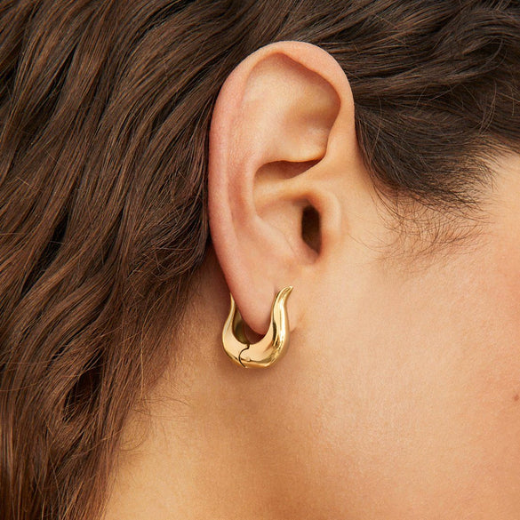 Wholesale Stainless Steel Geometric Plain Hoop Earrings With Electroplating Light Luxury Niche Design