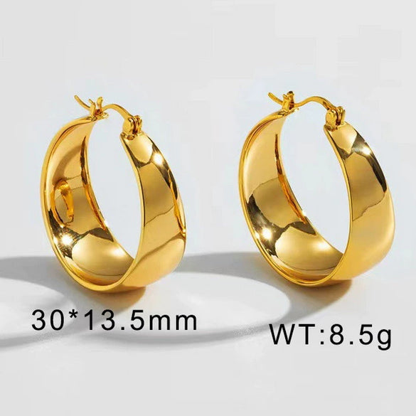 Wholesale Stainless Steel Geometric Plain Ring And Earrings With Electroplating Treatment