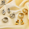 Wholesale Stainless Steel Geometric Plain Ring And Earrings With Electroplating Treatment