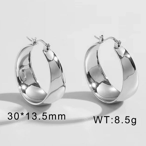 Wholesale Stainless Steel Geometric Plain Ring And Earrings With Electroplating Treatment