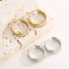 Wholesale Stainless Steel Geometric Plain Ring And Earrings With Electroplating Treatment