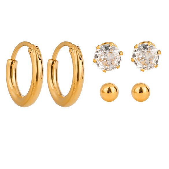 Wholesale Stainless Steel Geometric Plain Ring Earrings For Women Electroplated Minimalist Jewelry