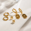 Wholesale Stainless Steel Geometric Plain Ring Earrings With Electroplating