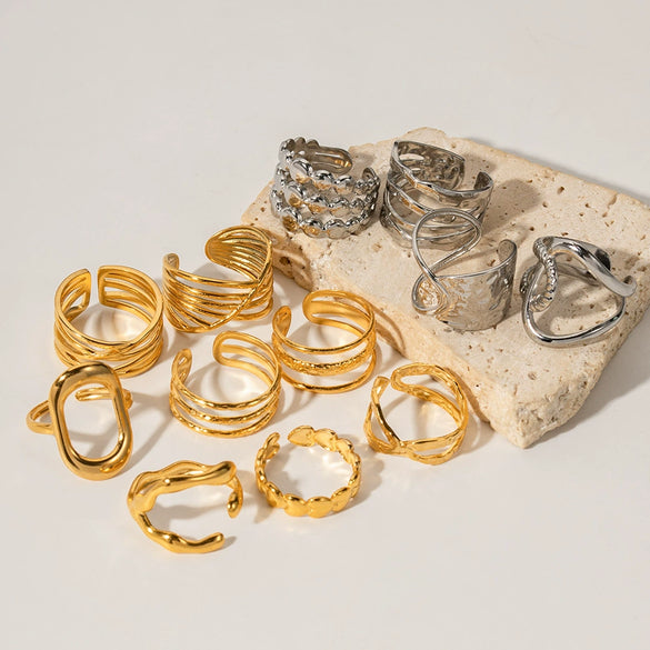 Wholesale Stainless Steel Geometric Plain Ring Jewelry Electroplated
