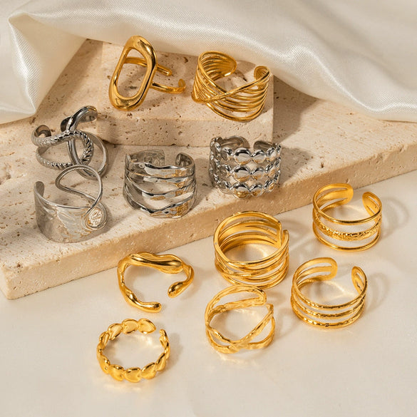 Wholesale Stainless Steel Geometric Plain Ring Jewelry Electroplated