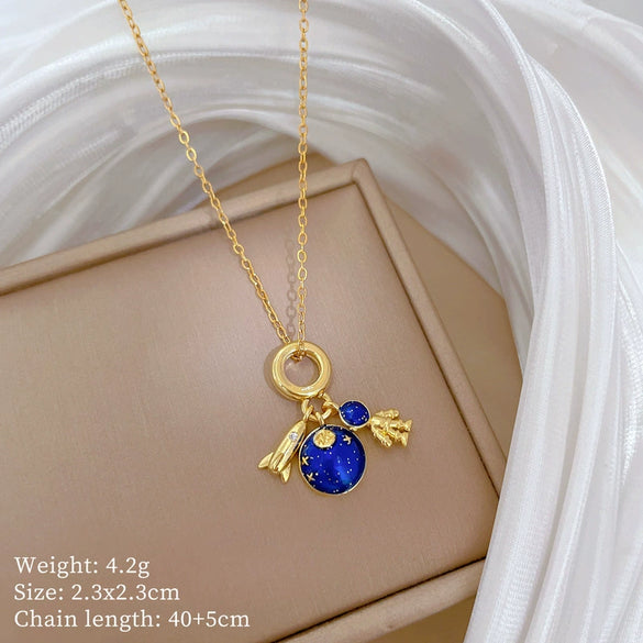 Wholesale Stainless Steel Geometric Planet Space Rocket Pendant Necklace For Women And Men