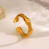 Wholesale Stainless Steel Geometric Plants And Flowers Style Opening Ring With Electroplating For Women