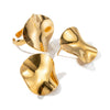 Wholesale Stainless Steel Geometric Pleated Round Curved Earrings For Women With Electroplating