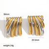Wholesale Stainless Steel Geometric Pleated Texture Women's Earrings With Pvd Furnace Vacuum Real Gold Plating