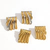 Wholesale Stainless Steel Geometric Pleated Texture Women's Earrings With Pvd Furnace Vacuum Real Gold Plating