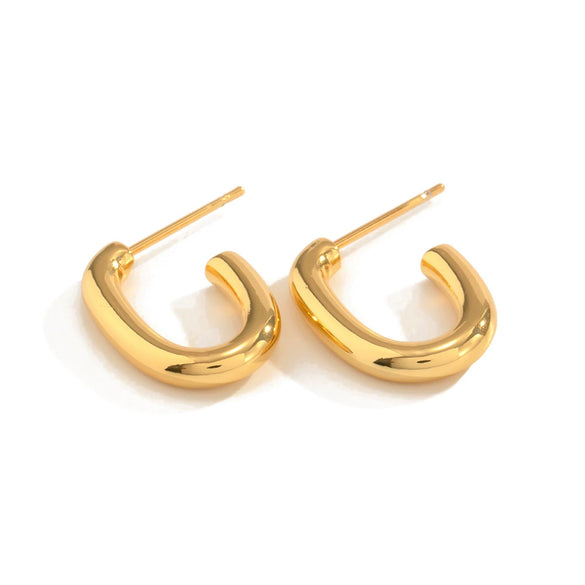 Wholesale Stainless Steel Geometric Polished Open Oval Earrings Electroplated For Women