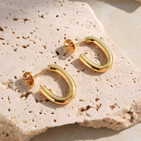 Wholesale Stainless Steel Geometric Polished Open Oval Earrings Electroplated For Women