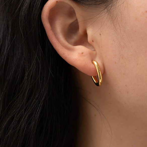 Wholesale Stainless Steel Geometric Polished Open Oval Earrings Electroplated For Women