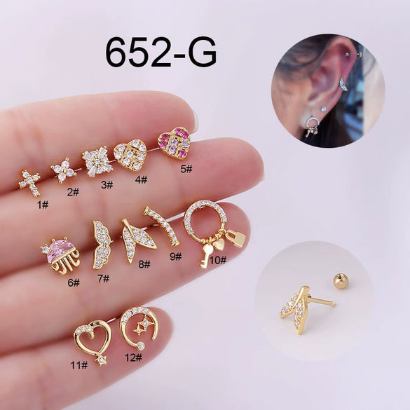Wholesale Stainless Steel Geometric Printed Piercing Earrings For Women