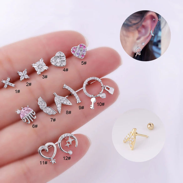 Wholesale Stainless Steel Geometric Printed Piercing Earrings For Women