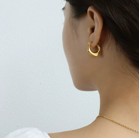 Wholesale Stainless Steel Geometric Prismatic Electroplated Women's Earrings Jewelry