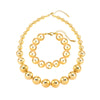 Wholesale Stainless Steel Geometric Punk Style Ball Bead Necklace And Bracelet Jewelry Set