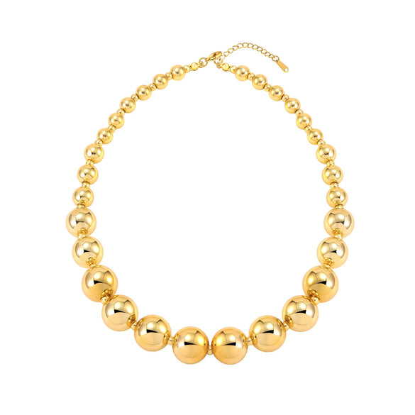 Wholesale Stainless Steel Geometric Punk Style Ball Bead Necklace And Bracelet Jewelry Set